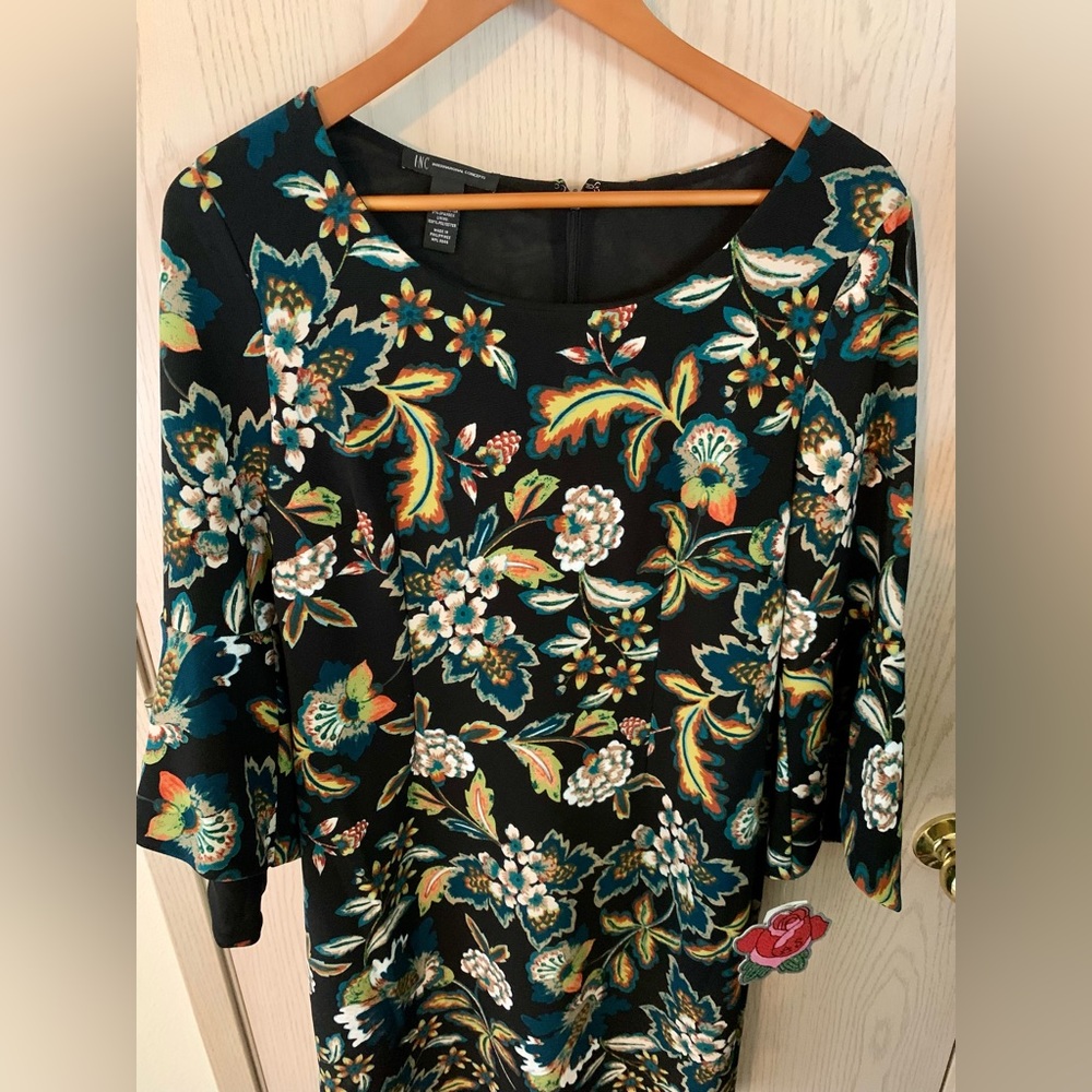🆕NWT Anna Sui Loves I.N.C. Petite Floral Print Sheath Dress Size Large - Picture 5 of 15